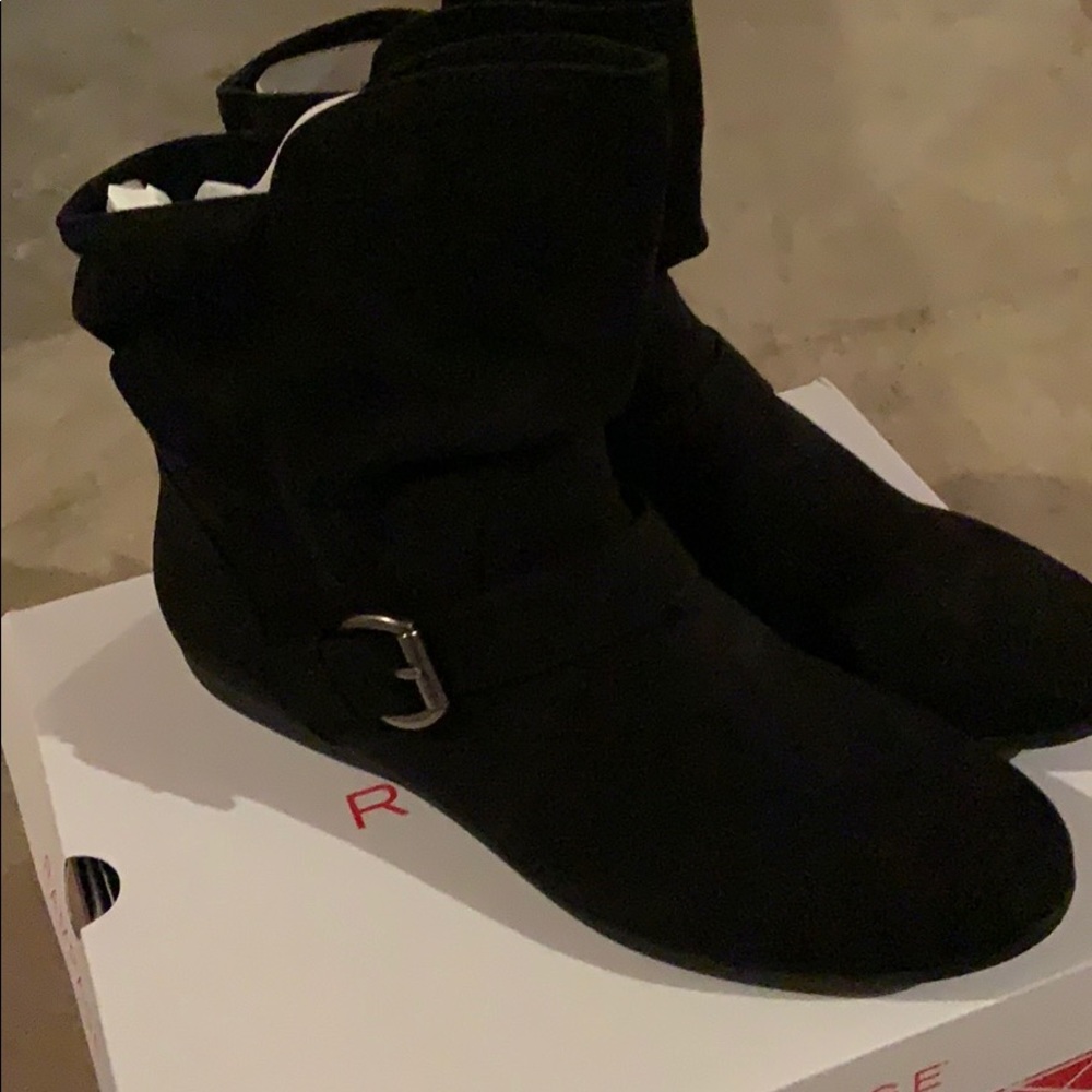 Black suede booties
